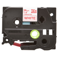 Schriftbandkassette Brother 36mm weiß / rot TZE262