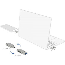 DELOCK USB 3.2 Gen1 USB-C+Typ-A Speicherstick 64 GB – metalinis DELOCK USB 3.2 Gen1 USB-C+Typ-A Speicherstick 64 GB – metalinis