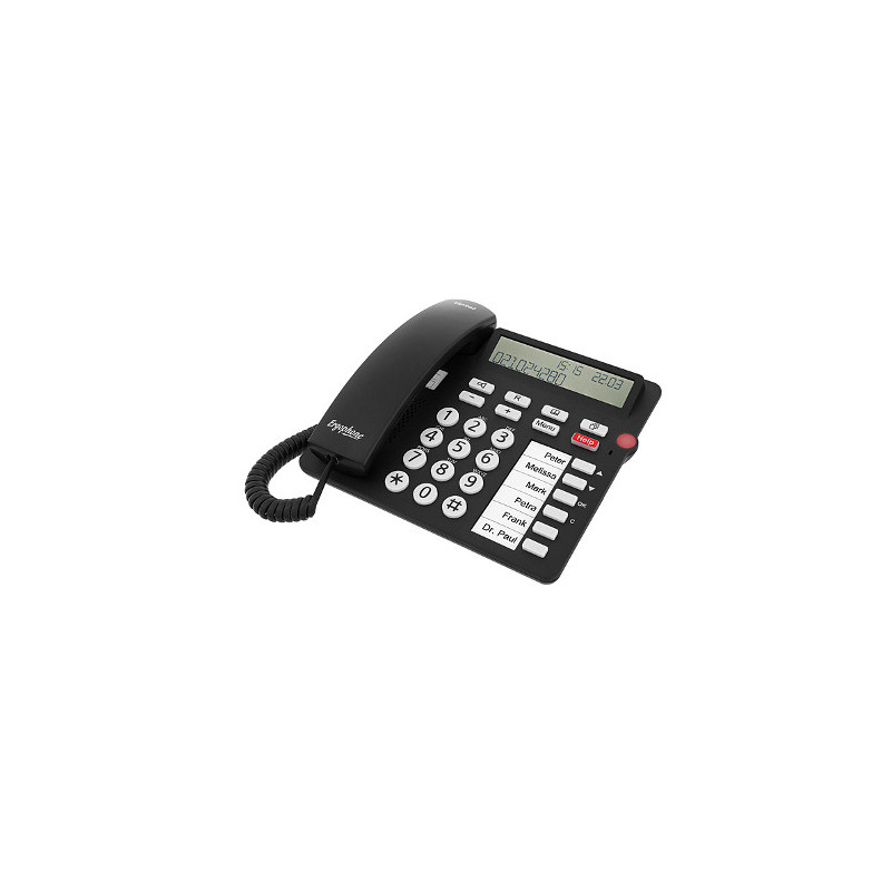 tiptel Ergophone 1300, Großtastentelefon, Black