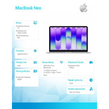 Apple Macbook Neo - A18 Pro , 13" , 8GB , 512GB , Mac OS , Silver