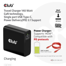 Club3D Ladegerät 1xUSB Typ C PD 140W, GaN retail