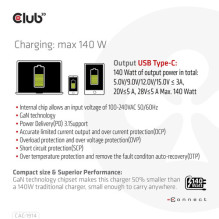 Club3D Ladegerät 1xUSB Typ C PD 140W, GaN retail