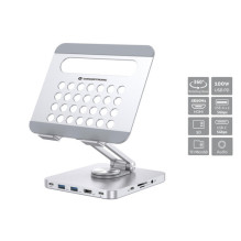 CONCEPTRONIC Tablet Halterung inkl.8-in-1 Docking silver CONCEPTRONIC Tablet Halterung inkl.8-in-1 Docking silver