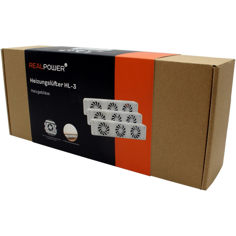 REALPOWER Heizungslüfter HL-3,3er Set mit 3 Ventilatoren