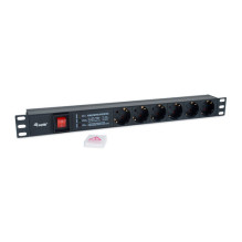 Equip 19" Steckodesenleiste 6xSchuko+Switch- St.90°ÜSS NF Alu Equip 19" Steckodesenleiste 6xSchuko+Switch- St.90°ÜSS NF Alu