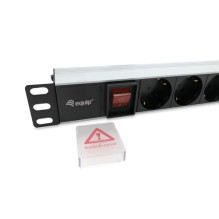 Equip 19" Steckodesenleiste 8xSchuko+Switch- St.90° si. Alu.