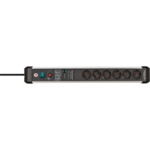 Brennenstuhl Premium-Protect-Line Steckdosenleiste 6-fach (Black / aluminum, 5 Meter, 60.000A Überspannungsschutz)