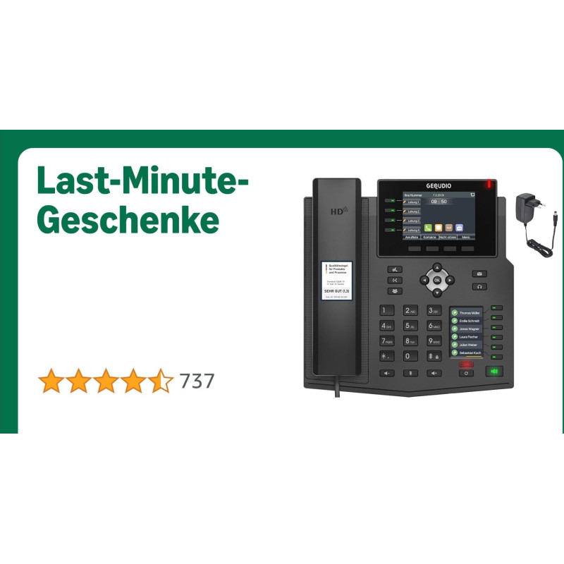 Gequdio High-End IP Telephone GZ-8 mit Netzteil mit Touchdispl