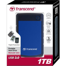External hard drive HDD Transcend 25H3B 1TB Black-blue (TS1TSJ25H3B)