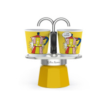 Bialetti Mini Express Lichtenstein Espresso Maker Set + 2 Espresso Cups