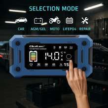 Qoltec 52496 įkroviklis 12V 15A, lygintuvas su remonto funkcija ir maitinimo palaikymu keičiant akumuliatorių, AGM GEL L Qoltec 52496 įkroviklis 12V 15A, lygintuvas su remonto funkcija ir maitinimo palaikymu keičiant akumuliatorių, AGM GEL L