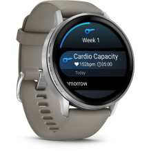 Sportinis išmanusis laikrodis Garmin Venu 4 45 mm Silver su sidabriškai pilka silikonine apyranke Sportinis išmanusis laikrodis Garmin Venu 4 45 mm Silver su sidabriškai pilka silikonine apyranke