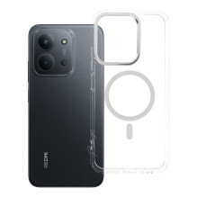 „Xiaomi Redmi 15C“ dėklas (173,16 x 81,07 x 8,2) su rėmeliu, skaidriu hibridiniu „Mag“ dėklu, suderinamu su „MagSafe“ pe