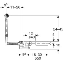 SIFONAS GEBERIT D52 26CM CHROMUOTAS