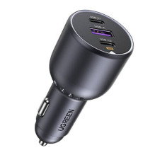 Car Charger - UGREEN 130W 3-Port Fast Charger 2x USB-C, 1x USB-A Gray