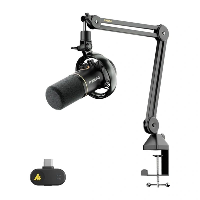 Mikrofonas - Maono PD200WS Dinaminis, USB-C / XLR, 60H Baterijos Gyvenimas, Juoda