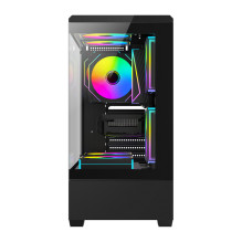 Computer case - darkFlash C365 Mini Tower, 5 installed fans, tempered glass, black