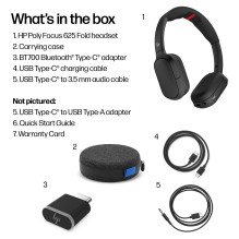 HP Poly Focus 625 stereofoninės Bluetooth ausinės HP Poly Focus 625 stereofoninės Bluetooth ausinės