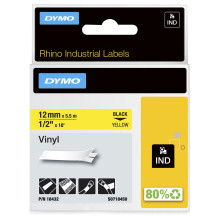 Dymo Rhino Band IND, Vinyl 12 mm x 5.5 m black on yellow Dymo Rhino Band IND, Vinyl 12 mm x 5.5 m black on yellow