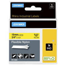Dymo Rhino IND juosta, nailonas 19 mm x 3,5 m schwarz auf gelb
