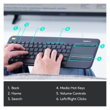 „Logitech“ belaidė lietimui jautri klaviatūra K400 PLUS „Logitech“ belaidė lietimui jautri klaviatūra K400 PLUS