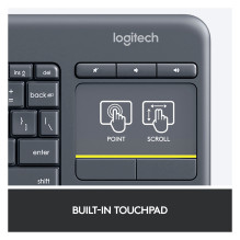 „Logitech“ belaidė lietimui jautri klaviatūra K400 PLUS „Logitech“ belaidė lietimui jautri klaviatūra K400 PLUS