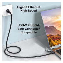Equip Adapter GigaBit USB-C+A- RJ45 St / St 3.00m schwarz