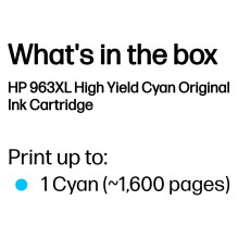 HP 963XL Didelės talpos originali žydro spalvos rašalo kasetė Žydra 22,77ml 1600Seiten