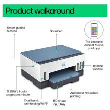 HP Smart Tank 6005 Multifunknsdrucker 3in1 TIntenstrahl Farbe A4 12s / m
