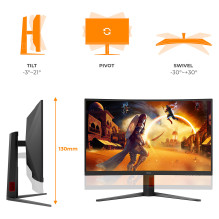 80 cm (31,5 colio) 1920 x 1080 pikselių AOC C32G4Z 16:9 „Full HD“ VA 4 ms 260 Hz HDR DisplayPort HDMI Aukštis VESA garsi
