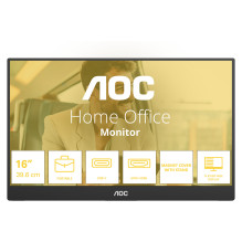39,6 cm (15.6") 1920 x 1080 Pixel AOC 16T20E2 16:9 Full HD IPS 4 ms 60 HDMI Speaker 39,6 cm (15.6") 1920 x 1080 Pixel AOC 16T20E2 16:9 Full HD IPS 4 ms 60 HDMI Speaker