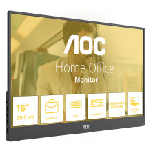 39,6 cm (15,6 colio) 1920 x 1080 pikselių AOC 16T20E2 16:9 „Full HD“ IPS 4 ms 60 HDMI garsiakalbis 39,6 cm (15,6 colio) 1920 x 1080 pikselių AOC 16T20E2 16:9 „Full HD“ IPS 4 ms 60 HDMI garsiakalbis
