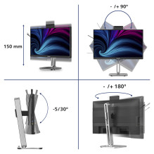 60,5 cm (23,8 colio) 1920 x 1080 pikselių Philips 24B2U4301H / 00 16:9 „Full HD“ IPS 4 ms 120 Hz „DisplayPort“ HDMI USB 