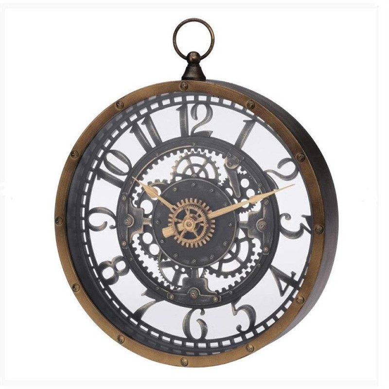 Clock 837362050, gold / black, metal, D26.5 cm