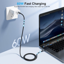 USB kabelis Choetech XCC-1015 USB-C to USB-C PD60W 2.0m juodas USB kabelis Choetech XCC-1015 USB-C to USB-C PD60W 2.0m juodas