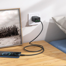 Įkroviklis Hoco N56 30W GaN 2xUSB-C / 2xUSB-A juodas Įkroviklis Hoco N56 30W GaN 2xUSB-C / 2xUSB-A juodas