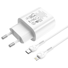 Įkroviklis Hoco N22 25W USB-C + USB-C to Lightning cable 1.0m baltas Įkroviklis Hoco N22 25W USB-C + USB-C to Lightning cable 1.0m baltas
