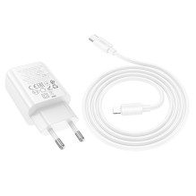 Charger Hoco N63 30W GaN USB-C / USB-A + USB-C to Lightning cable 1.0m white
