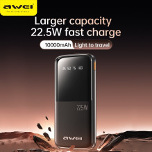 External battery Power Bank Awei P10K 22.5W 10000mAh black External battery Power Bank Awei P10K 22.5W 10000mAh black