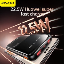 External battery Power Bank Awei P10K 22.5W 10000mAh black External battery Power Bank Awei P10K 22.5W 10000mAh black