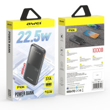 External battery Power Bank Awei P10K 22.5W 10000mAh black External battery Power Bank Awei P10K 22.5W 10000mAh black