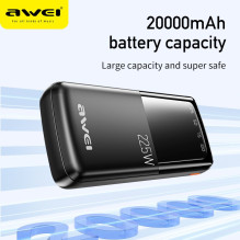 External battery Power Bank Awei P13K PD20W / QC22.5W 20000mAh black External battery Power Bank Awei P13K PD20W / QC22.5W 20000mAh black