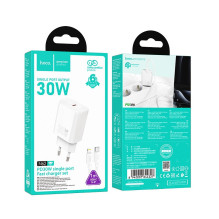 Charger Hoco N62 30W GaN USB-C + USB-C to Lightning cable 1.0m white