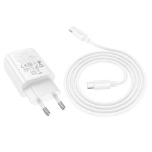 Įkroviklis Hoco N62 30W GaN USB-C + USB-C to USB-C cable 1.0m baltas