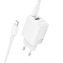Charger Borofone BN27 20W USB-C / USB-A + USB-C to Lightning cable 1.0m white Charger Borofone BN27 20W USB-C / USB-A + USB-C to Lightning cable 1.0m white