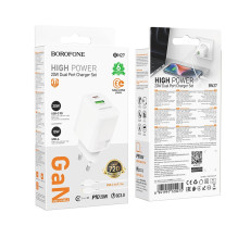 Charger Borofone BN27 20W USB-C / USB-A + USB-C to Lightning cable 1.0m white Charger Borofone BN27 20W USB-C / USB-A + USB-C to Lightning cable 1.0m white