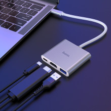 Adapter Hoco HB14 Type-C to USB-A+HDMI+Type-C silver Adapter Hoco HB14 Type-C to USB-A+HDMI+Type-C silver