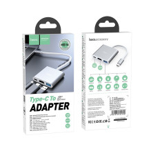 Adapter Hoco HB14 Type-C to USB-A+HDMI+Type-C silver Adapter Hoco HB14 Type-C to USB-A+HDMI+Type-C silver
