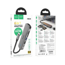 Adapter Hoco HB28 Type-C Multi-Function Converter HDMI+USB3.0+USB2.0+SD+TF+PD gray Adapter Hoco HB28 Type-C Multi-Function Converter HDMI+USB3.0+USB2.0+SD+TF+PD gray