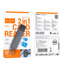 Memory card reader Hoco HB45 2-in-1 USB2.0 gray Memory card reader Hoco HB45 2-in-1 USB2.0 gray